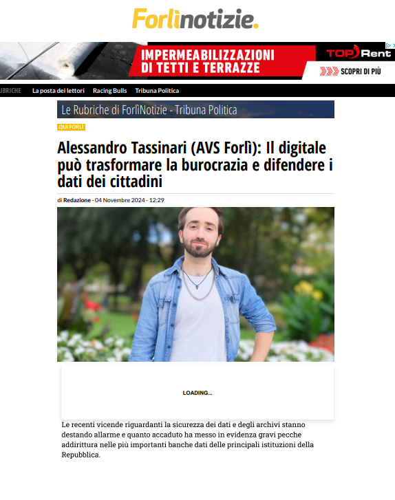 Alessandro Tassinari (AVS Forlì)_ Il digitale può trasformare la burocrazia e difendere i dati dei cittadini - ForliNotizie.net